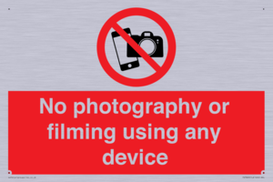 No photography or filming using any device